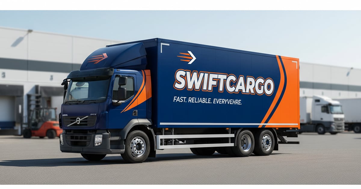 Mockup Car Wrap รถบรรทุก Logistics แบรนด์สมมติ SwiftCargo — Innovalue