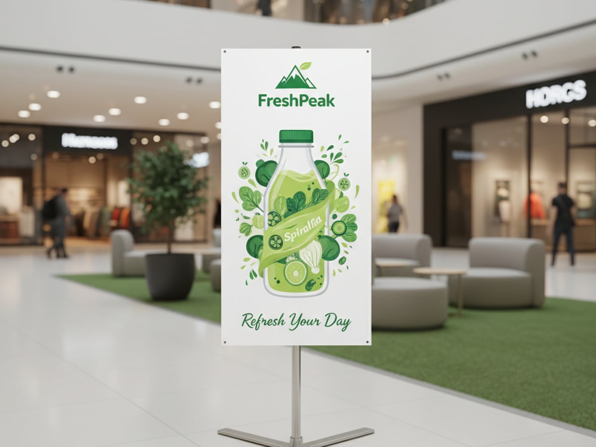 Standee สแตนดี้ FreshPeak งาน Product Launch ห้างสรรพสินค้า 2026 — Innovalue โรงพิมพ์ดิจิทัล