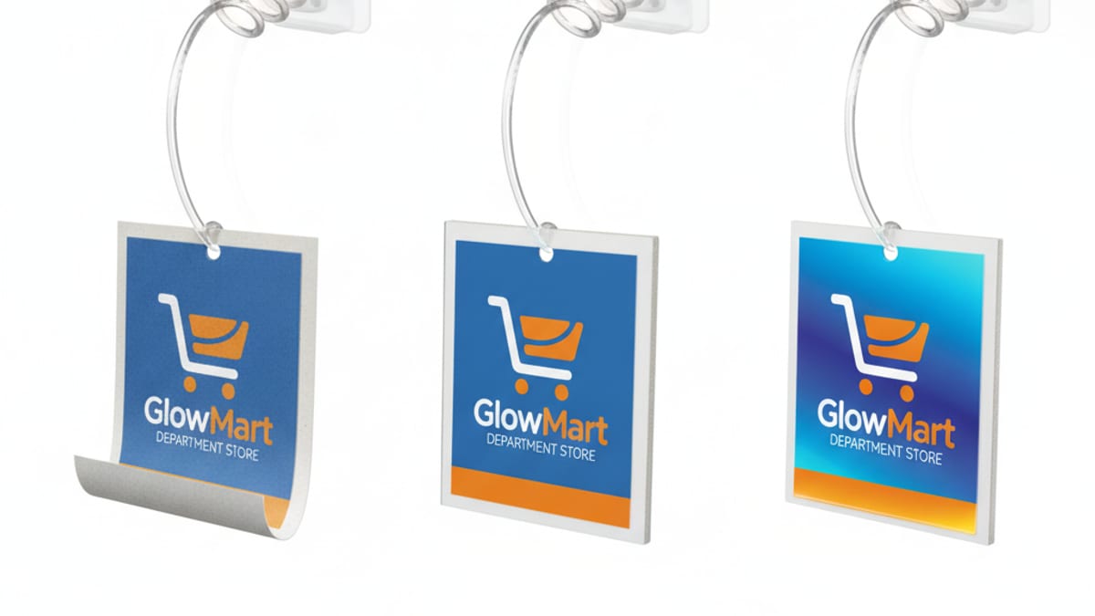 เปรียบเทียบ Wobbler ป้ายเด้ง 3 วัสดุ: Artcard vs PP Sticker vs UV Direct Rigid PVC สำหรับห้างสรรพสินค้า 2026