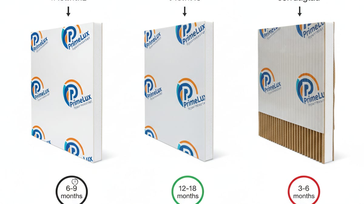 เปรียบเทียบวัสดุ Shelf Display 3 แบบ PP Sticker Plastwood 5mm vs PVC Sticker Plastwood 10mm vs PVC D-Board 2026